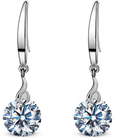 14k White Gold Plated 925 Sterling Silver Naked Drill Swarovski Element Crystal Dangle Earrings for Women 8mm Clear $9.90 Ear...