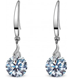 14k White Gold Plated 925 Sterling Silver Naked Drill Swarovski Element Crystal Dangle Earrings for Women 8mm Clear $9.90 Ear...