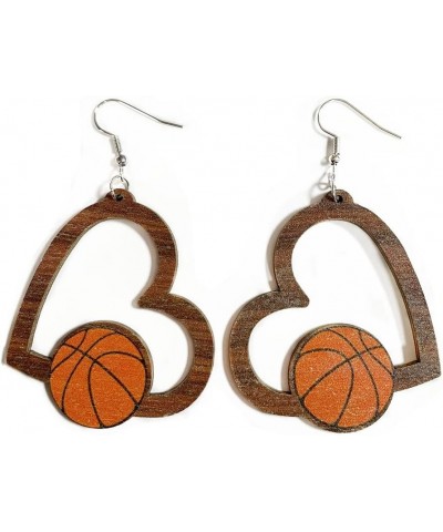 Sports Game Ball Football Basketball Wooden Leopard Print Tassel Drop Earrings for Women Holiday Round Baseball Soccer Volley...