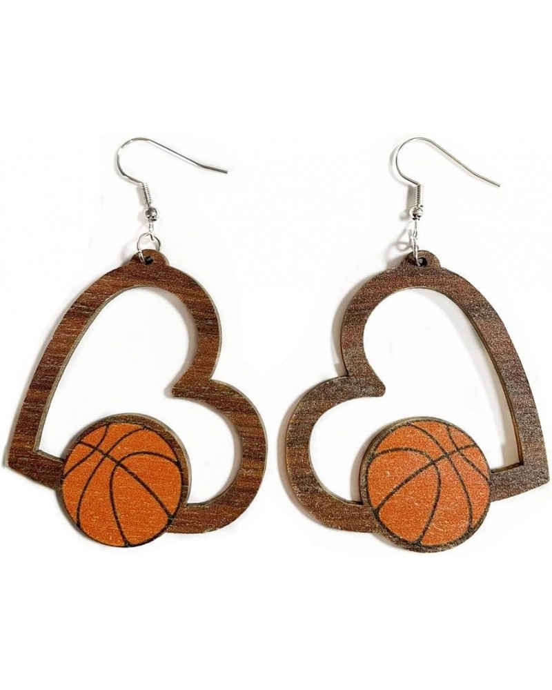 Sports Game Ball Football Basketball Wooden Leopard Print Tassel Drop Earrings for Women Holiday Round Baseball Soccer Volley...