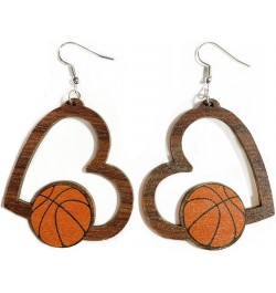 Sports Game Ball Football Basketball Wooden Leopard Print Tassel Drop Earrings for Women Holiday Round Baseball Soccer Volley...