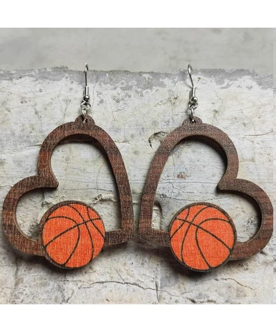 Sports Game Ball Football Basketball Wooden Leopard Print Tassel Drop Earrings for Women Holiday Round Baseball Soccer Volley...