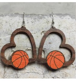 Sports Game Ball Football Basketball Wooden Leopard Print Tassel Drop Earrings for Women Holiday Round Baseball Soccer Volley...