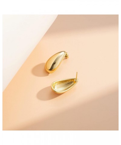 Chunky Gold Hoop Earrings for Women, Long Waterdrop Earrings with 18K Gold Plated, Hypoallergenic Teardrop Earrings for Women...