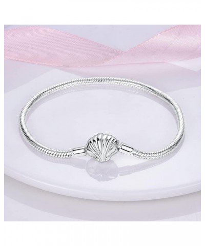 925 Sterling Silver LOVE With Clear CZ Clasp Snake Chain Bracelet Basic Charm Bracelets Fit Any Charm, with for Teen Girls Wo...