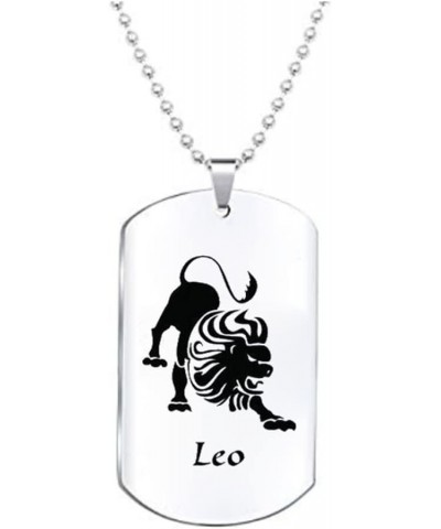 12 Constellation Necklace Stainless Steel Zodiac Horoscope Dog Tags Pendant Necklace for Women Men Personalized Jewelry Leo $...