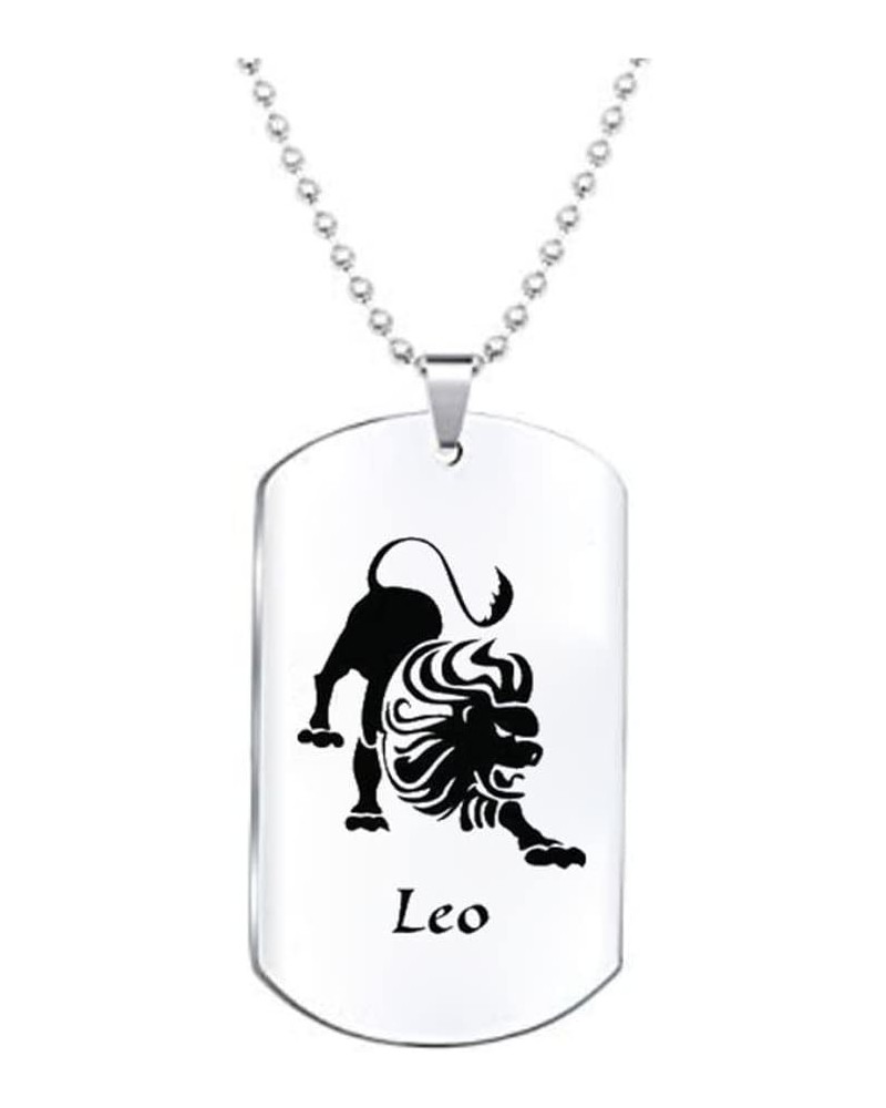 12 Constellation Necklace Stainless Steel Zodiac Horoscope Dog Tags Pendant Necklace for Women Men Personalized Jewelry Leo $...