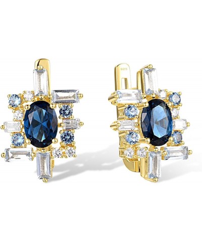 925 Sterling Silver Cluster Gemstone Earrings for Women Square-Blue $13.02 Earrings