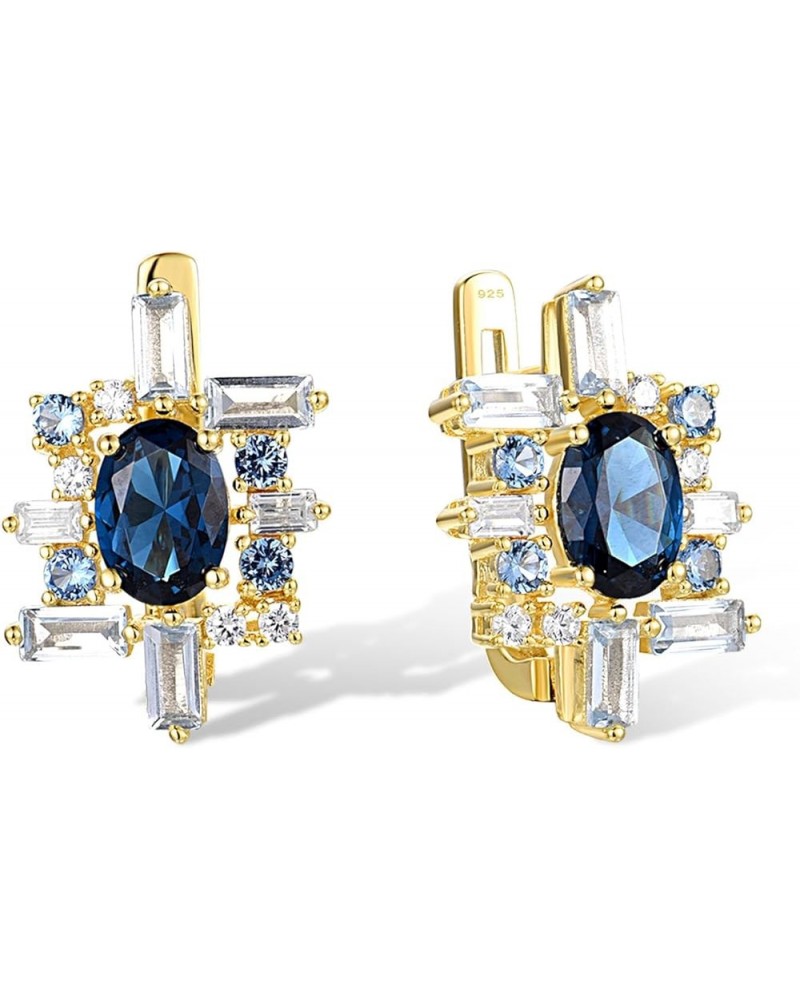 925 Sterling Silver Cluster Gemstone Earrings for Women Square-Blue $13.02 Earrings