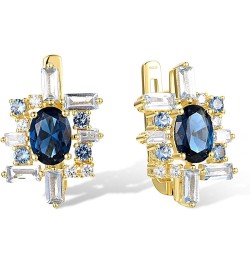 925 Sterling Silver Cluster Gemstone Earrings for Women Square-Blue $13.02 Earrings