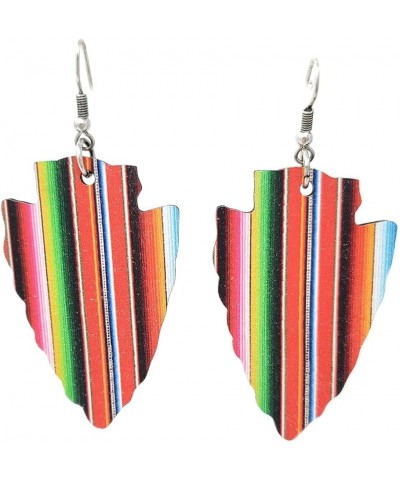 Navajo Arrowhead Serape Wooden fish hook Earring Western $9.35 Earrings