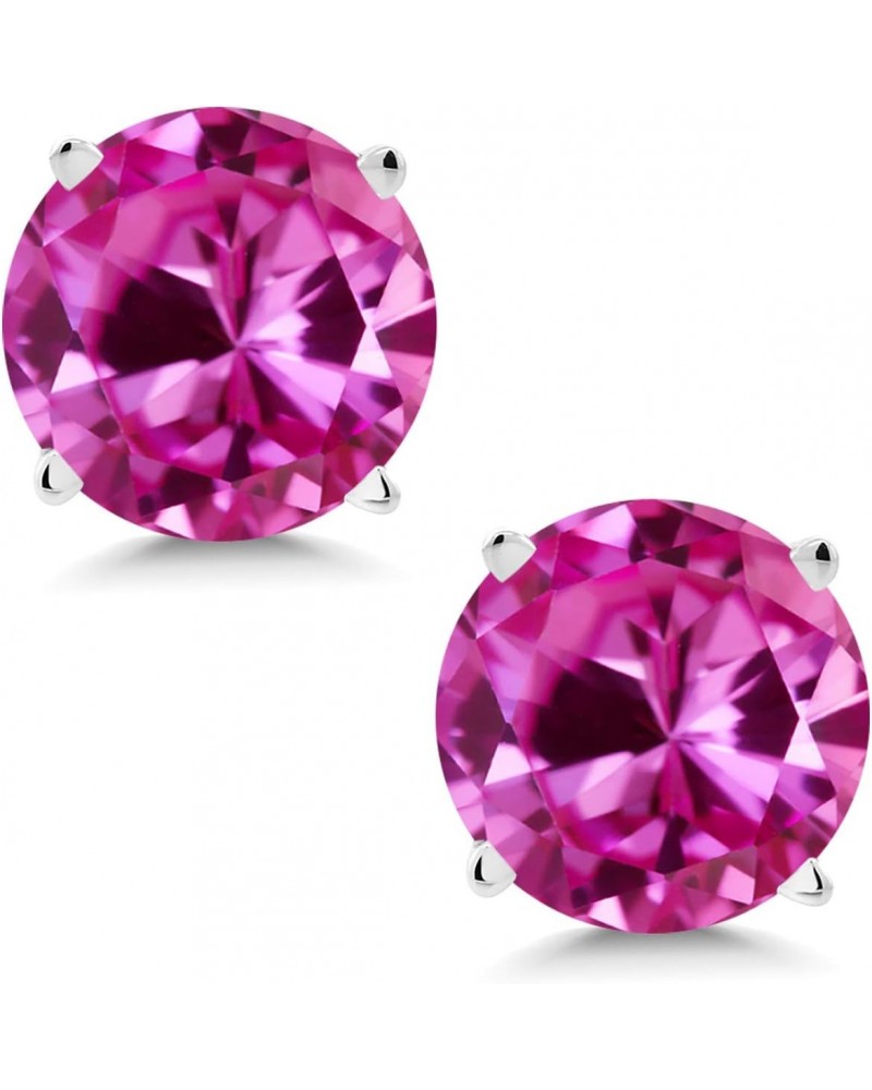 14K White Gold Pink Created Sapphire Stud Earrings For Women (2.00 Cttw, Round 6MM) $56.10 Earrings