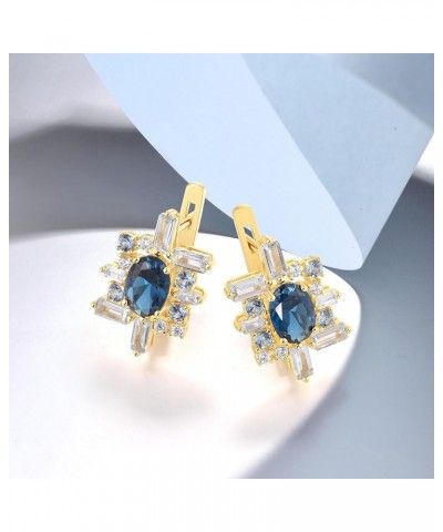 925 Sterling Silver Cluster Gemstone Earrings for Women Square-Blue $13.02 Earrings