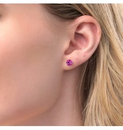 14K White Gold Pink Created Sapphire Stud Earrings For Women (2.00 Cttw, Round 6MM) $56.10 Earrings