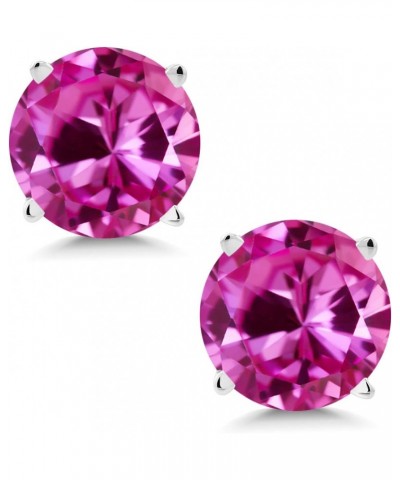 14K White Gold Pink Created Sapphire Stud Earrings For Women (2.00 Cttw, Round 6MM) $56.10 Earrings