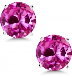 14K White Gold Pink Created Sapphire Stud Earrings For Women (2.00 Cttw, Round 6MM) $56.10 Earrings