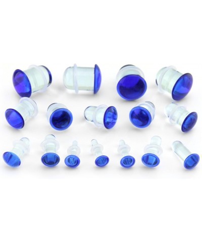 Blue Color Front Single Flare Glass Plugs/Gauges (1 pair - 2 Pieces) 6G (4mm) $9.78 Body Jewelry