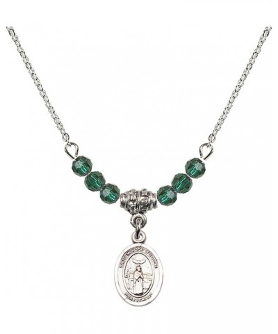 May Birth Month Bead Necklace with Catholic Patron Saint Petite Charm, 18 Inch Saint Medard of Noyon $32.51 Necklaces