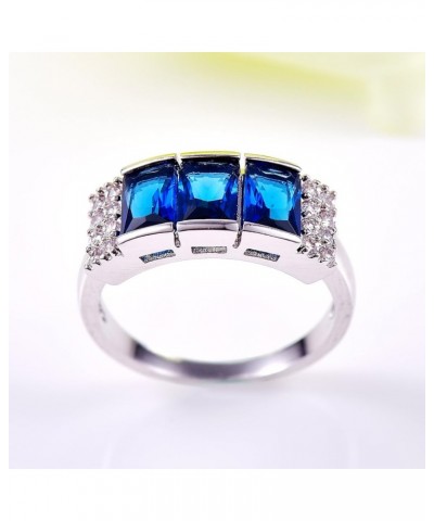 Women's 925 Sterling Silver 1.5cttw Created Pink Topaz Filled 3 Stone Ring C-Dark blue $3.00 Rings