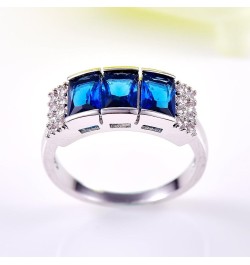 Women's 925 Sterling Silver 1.5cttw Created Pink Topaz Filled 3 Stone Ring C-Dark blue $3.00 Rings