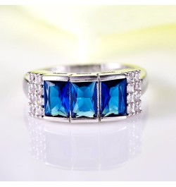 Women's 925 Sterling Silver 1.5cttw Created Pink Topaz Filled 3 Stone Ring C-Dark blue $3.00 Rings