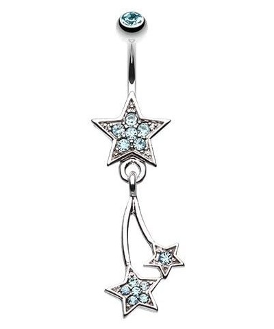 Sparkle Stars 316L Surgical Steel Belly Button Ring Aqua $10.29 Body Jewelry