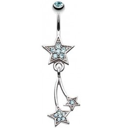 Sparkle Stars 316L Surgical Steel Belly Button Ring Aqua $10.29 Body Jewelry