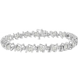 .925 Sterling Silver 4 Cttw Miracle-Set Diamond & Created Birthstone Caged Wave 7" Tennis Bracelet (H-I Color, I1-I2 Clarity)...