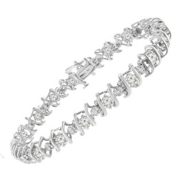 .925 Sterling Silver 4 Cttw Miracle-Set Diamond & Created Birthstone Caged Wave 7" Tennis Bracelet (H-I Color, I1-I2 Clarity)...