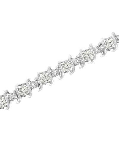 .925 Sterling Silver 4 Cttw Miracle-Set Diamond & Created Birthstone Caged Wave 7" Tennis Bracelet (H-I Color, I1-I2 Clarity)...