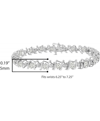 .925 Sterling Silver 4 Cttw Miracle-Set Diamond & Created Birthstone Caged Wave 7" Tennis Bracelet (H-I Color, I1-I2 Clarity)...