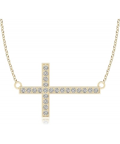 Natural Diamond Cross Pendant Necklace in Sterling Silver/14K Solid Gold for Women, Girls with 18" Chain | April Birthstone J...