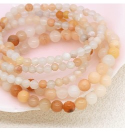 Beaded Bracelets For Women Men and Teens 5 Pcs Natural Gemstone Bead Ball Bracelet Stretchable Elastic Bracelet Pink Aventuri...