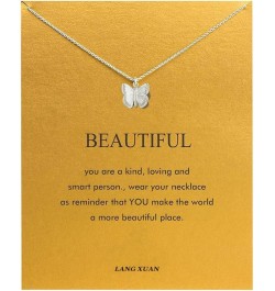 Friendship Compass Necklace Good Luck Butterfly Pendant Chain Necklace with Message Card Gift Card for Women Silver Butterfly...