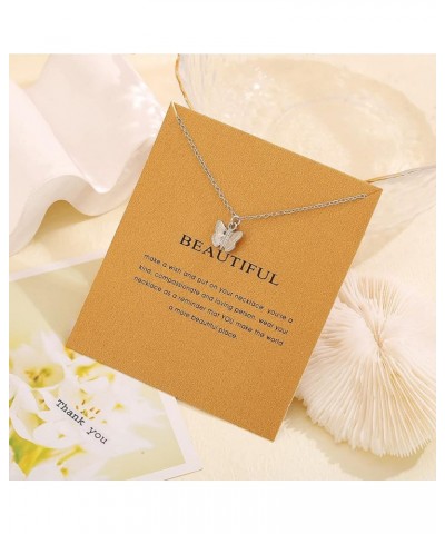 Friendship Compass Necklace Good Luck Butterfly Pendant Chain Necklace with Message Card Gift Card for Women Silver Butterfly...