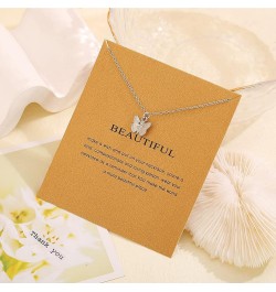 Friendship Compass Necklace Good Luck Butterfly Pendant Chain Necklace with Message Card Gift Card for Women Silver Butterfly...