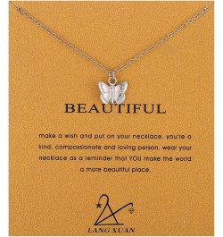 Friendship Compass Necklace Good Luck Butterfly Pendant Chain Necklace with Message Card Gift Card for Women Silver Butterfly...