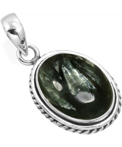 925 Sterling Silver Handmade Pendant for Women 12x16 Oval Gemstone Statement Jewelry for Gift (99548_P) Seraphinite $18.54 Ne...