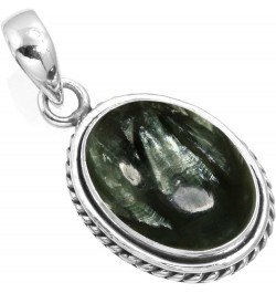 925 Sterling Silver Handmade Pendant for Women 12x16 Oval Gemstone Statement Jewelry for Gift (99548_P) Seraphinite $18.54 Ne...