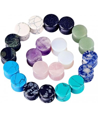 22 Pcs Mixed Stone Ear Plugs Kit Stretching Earrings Gauges Set Saddle Double Flare Expander Tunnels for Men Women Earrings B...