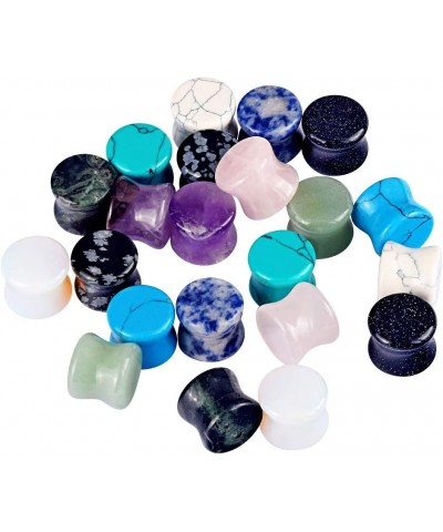 22 Pcs Mixed Stone Ear Plugs Kit Stretching Earrings Gauges Set Saddle Double Flare Expander Tunnels for Men Women Earrings B...