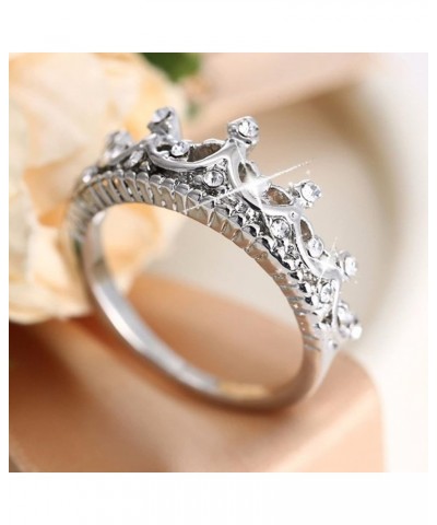 2023 New Diamond Encrusted Crown Ring Fashion Simple Zircon Ring Simple Personality Character Rings Ring for Women and Girls ...