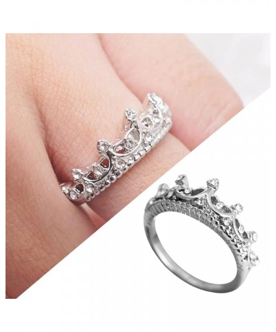 2023 New Diamond Encrusted Crown Ring Fashion Simple Zircon Ring Simple Personality Character Rings Ring for Women and Girls ...