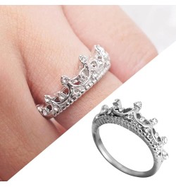 2023 New Diamond Encrusted Crown Ring Fashion Simple Zircon Ring Simple Personality Character Rings Ring for Women and Girls ...