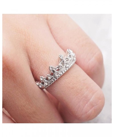 2023 New Diamond Encrusted Crown Ring Fashion Simple Zircon Ring Simple Personality Character Rings Ring for Women and Girls ...