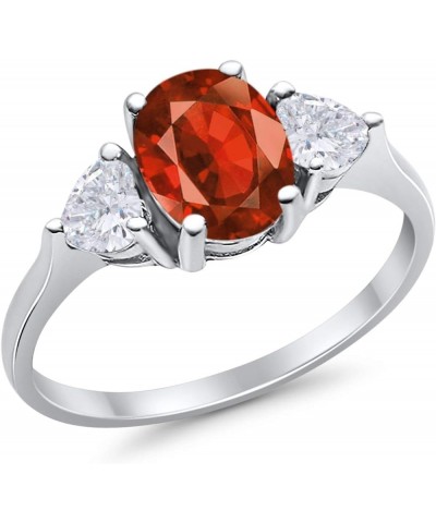 Fashion Promise Ring 3-Stone Oval & Heart Simulated CZ 925 Sterling Silver Simulated Garnet Cubic Zirconia $13.67 Rings