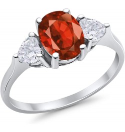 Fashion Promise Ring 3-Stone Oval & Heart Simulated CZ 925 Sterling Silver Simulated Garnet Cubic Zirconia $13.67 Rings