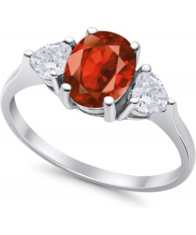 Fashion Promise Ring 3-Stone Oval & Heart Simulated CZ 925 Sterling Silver Simulated Garnet Cubic Zirconia $13.67 Rings