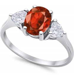 Fashion Promise Ring 3-Stone Oval & Heart Simulated CZ 925 Sterling Silver Simulated Garnet Cubic Zirconia $13.67 Rings