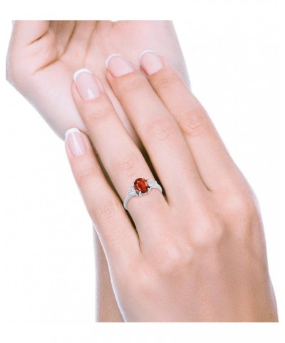 Fashion Promise Ring 3-Stone Oval & Heart Simulated CZ 925 Sterling Silver Simulated Garnet Cubic Zirconia $13.67 Rings